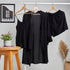 Women summer 3 piece pajama set  Black Top +kimono & short